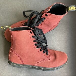 Dr. Martens Alfie Canvas Unisex Lace Up Maroon Burgundy Boots, Sz 7 M/Sz…